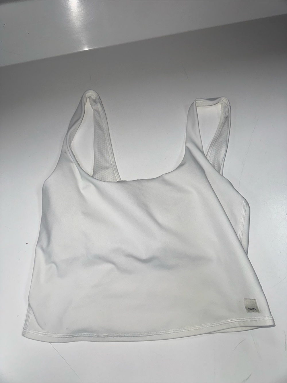 Vuori White Scoop Neck Crop Tank